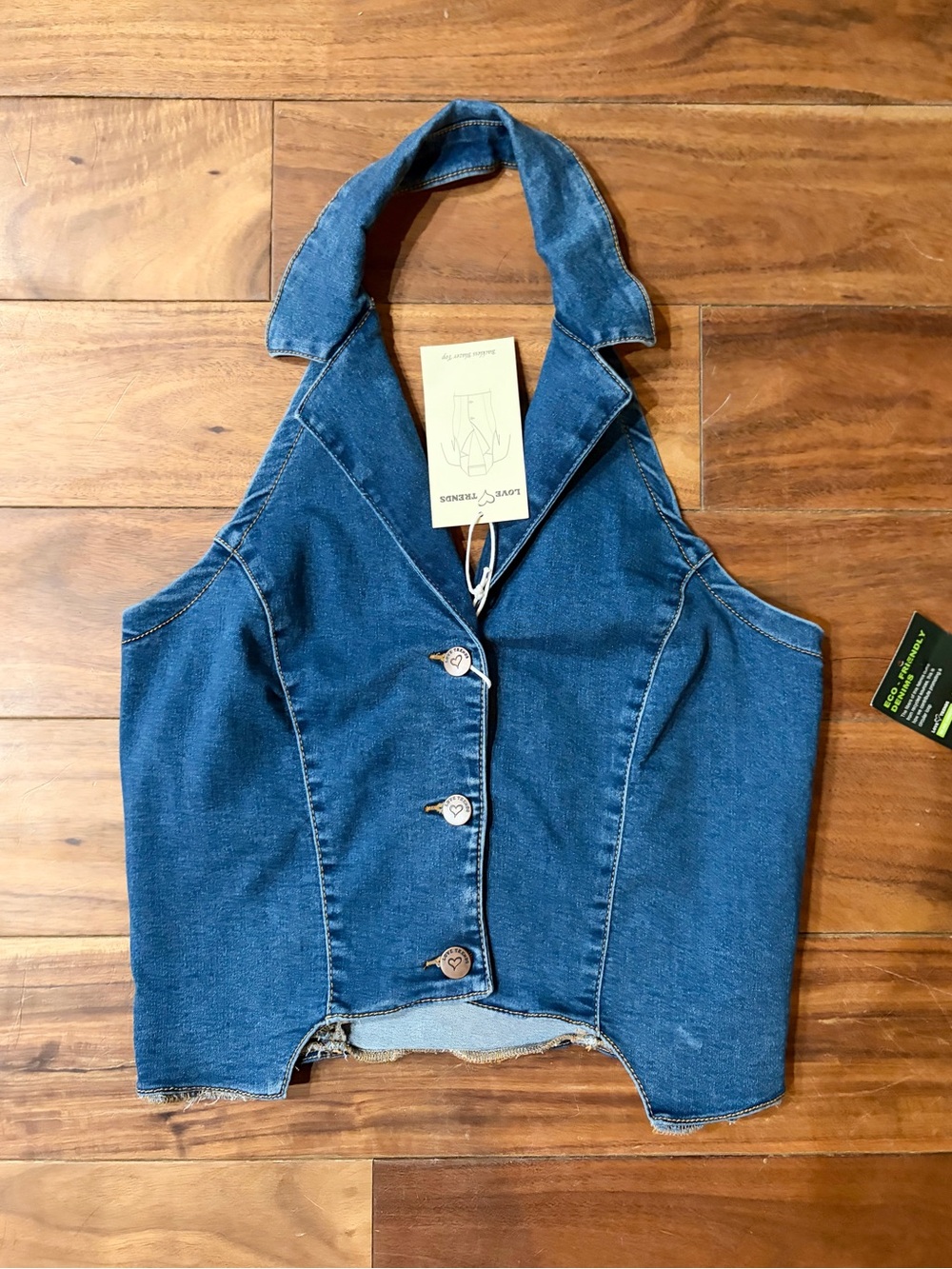 Blue Denim Halter Vest Size Medium 💙💕